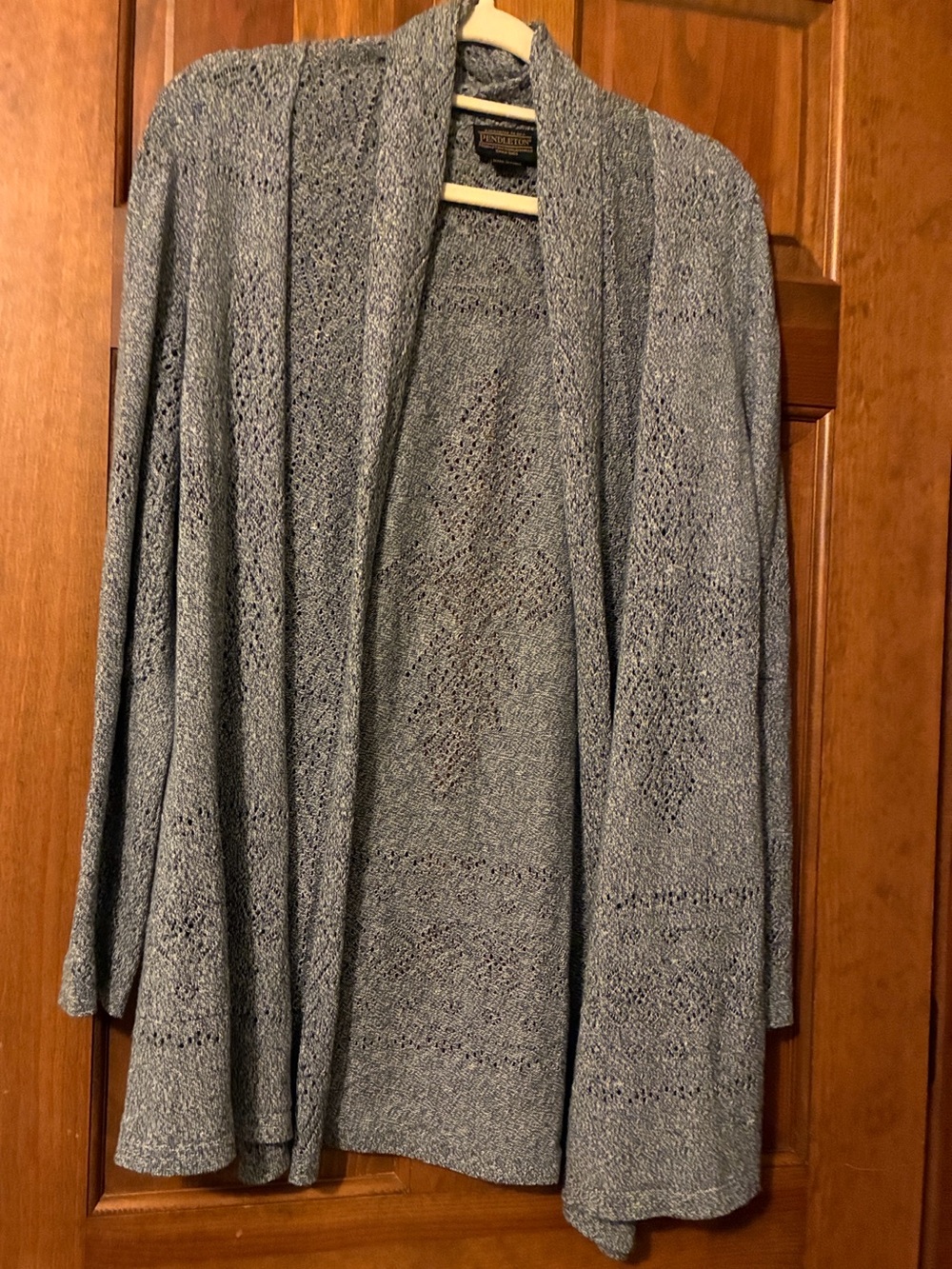 Pendleton Heathered Light Blue Open-Front Knit Long Cardigan w/bonus tee